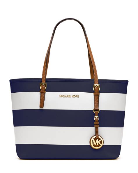 michael kors navy striped purse|Michael Kors royal blue handbag.